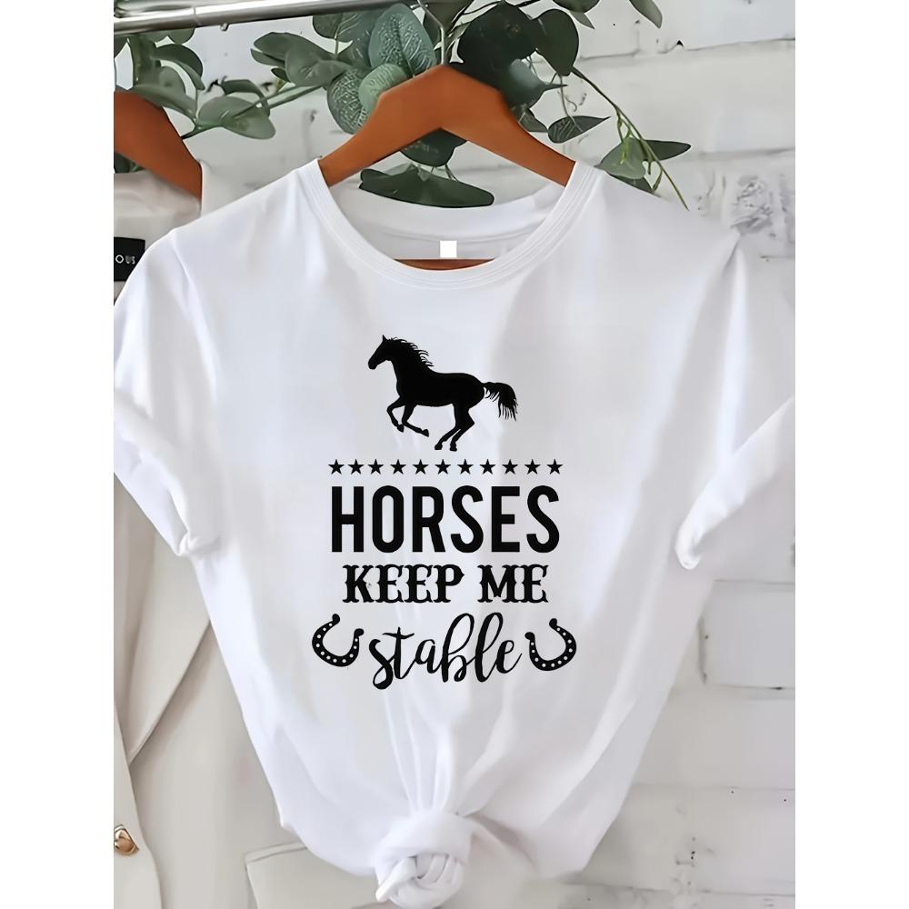 Horse Lover and Equestrian Graphic Tees Casual T-Shirt Collection with Western Cowgirl Keep Me Stable S