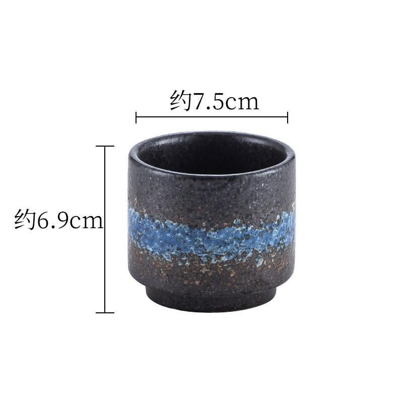 Japanese Style Ceramic Tea Cup Retro Stoneware Coffee Mug Stackable Handmade 200ml Round Single-Layer