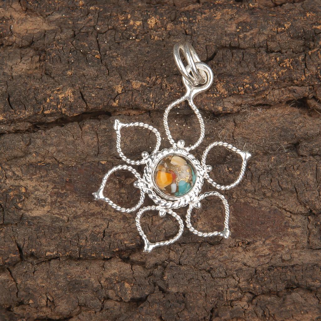 Spiny Oyster Gemstone Jewelry, 925 Solid Sterling Silver Pendant, Handmade Spiny Oyster Silver Pendant For Wedding Gift