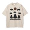 Mountain Outdoors Tree Washed T Shirt Leisure Discount Round Collar All Cotton Tops  Tees Washed Tshirts for Women Father Day