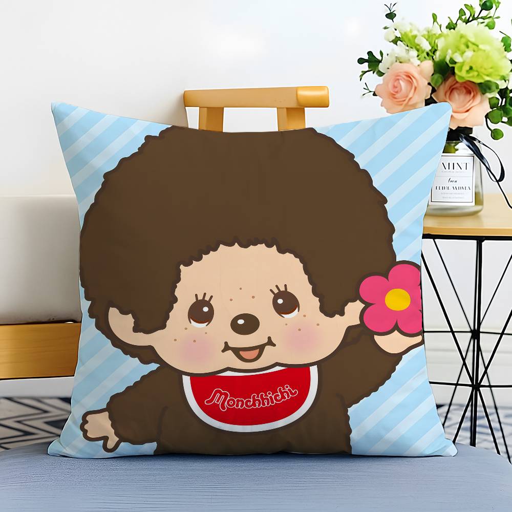 Cute Cartoon M-Monchhichis-MT Pillow Case Printed Brushed Fleece Pillow Baby Skin-Touch Eco-Friendly Dye-Sublimat