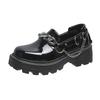 Women's Spring Black Platform Casual Shoes Slip on Women Loafers Metal Chain Designer Casual Leather Oxfords 2025 Zapatos Mujer