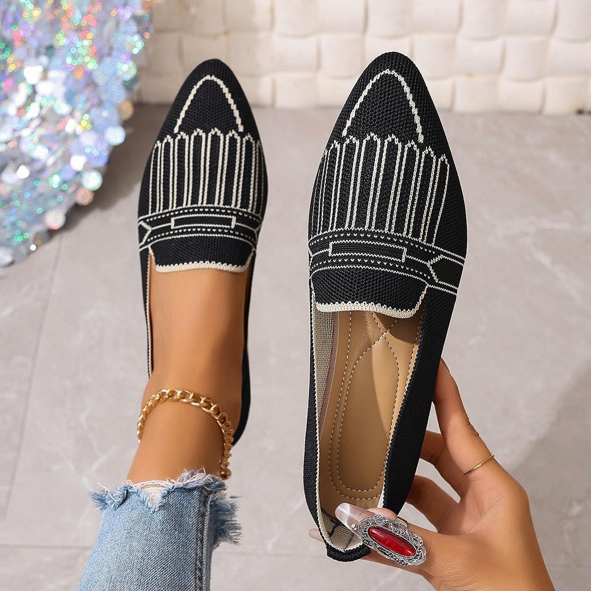 

2024 новые короткие одинарные туфли с круглым носком женские плетеные плетеные туфли повседневные женские 36 чёрный