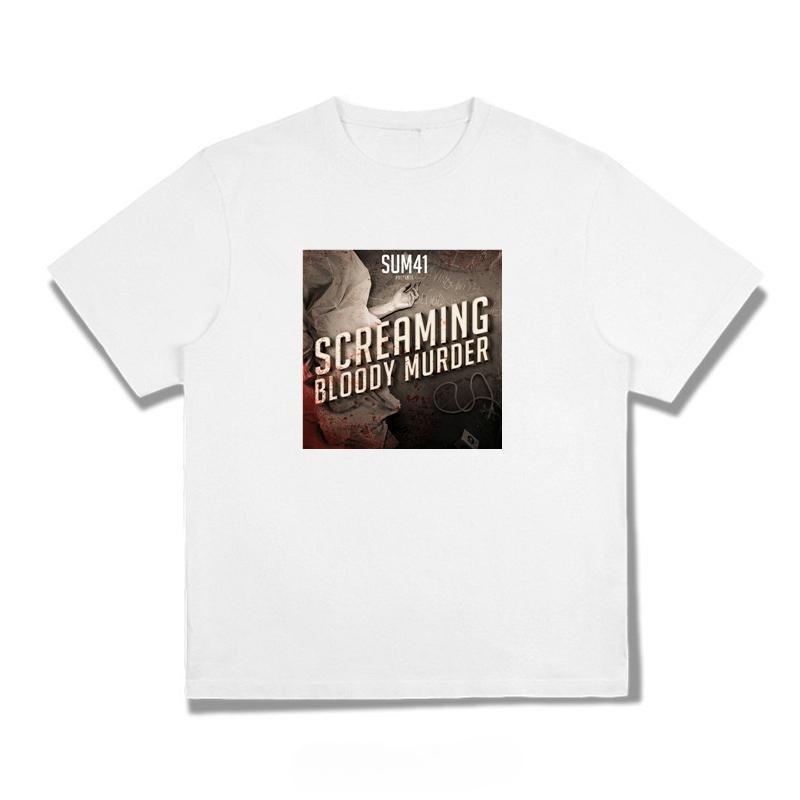 Sum 41 Rockalbum Cover T-Shirt mit kurzen Ärmeln aus reiner Baumwolle im einzigartigen Stil