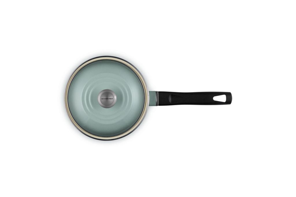 LE CREUSET EOS Enamel Sea with Stainless Steel Gas and Induction Compatible Japanese Saucepan, 14cm, Salt, Handle, [Official Product]