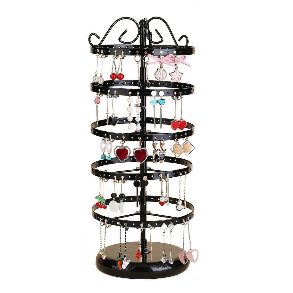 5 Tiers Rotating Jewelry Display Stand 220 Holes Earring Storage Stand Organizer