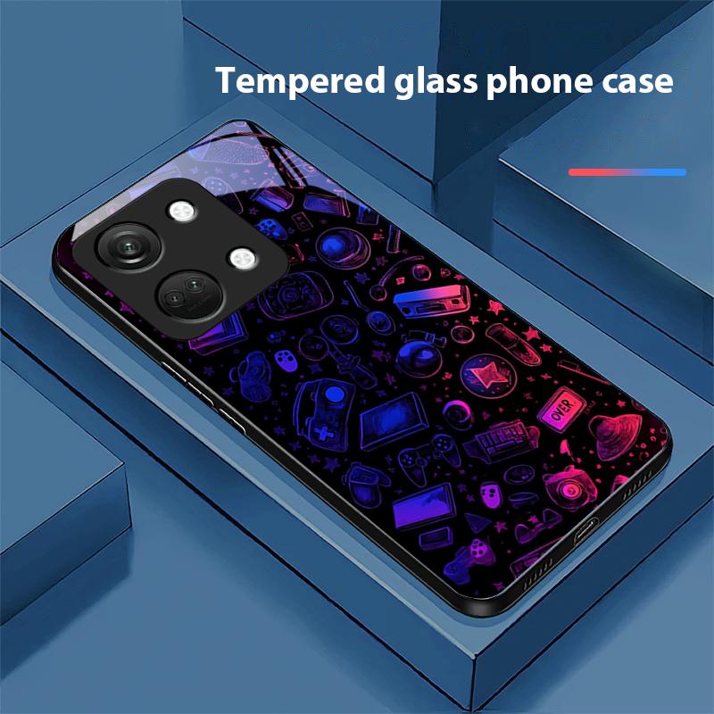 Dream Space Siyah OnePlus Nord 3 5 6T 7 Pro 8 12 10T Reno8 Lite 5G 10R Nord N30 İçin Siyah Sert Kabuklu Temperli Cam Telefon Kılıfı