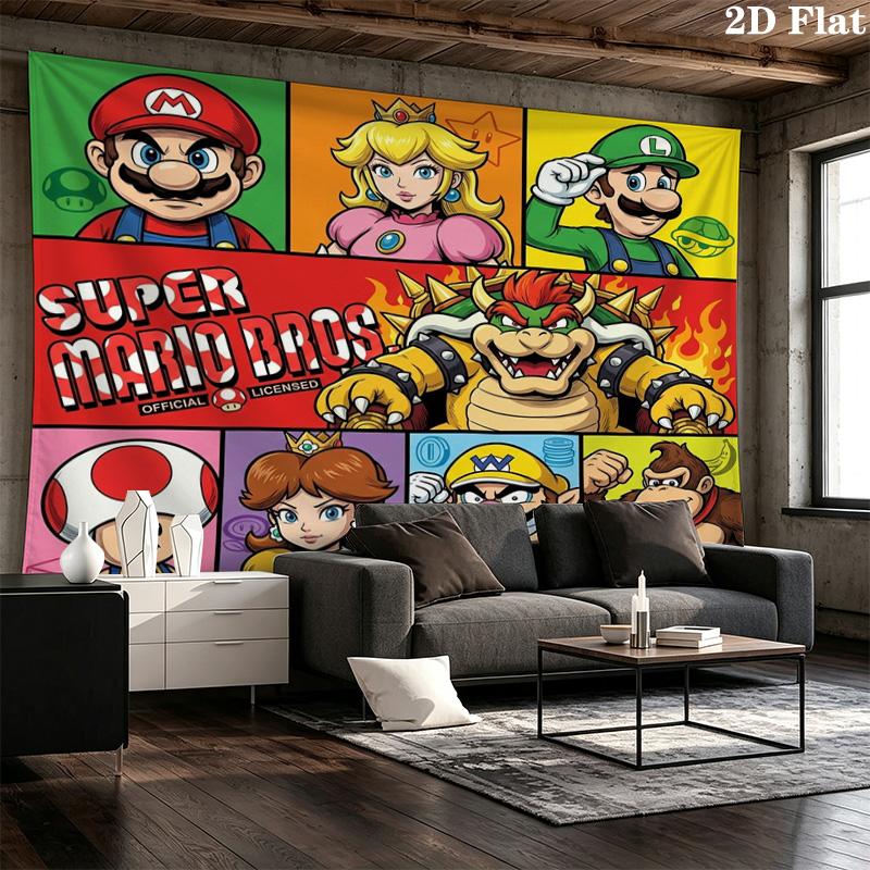 Super Mario Wall Tapestry Aesthetic Wall Hanging Printed Fabric Blanket Decorative Tapestries For Bedroom Living Room Home Decor
