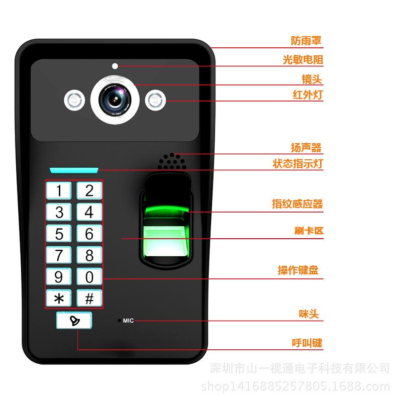 Smart WiFi HD Video Doorbell with Fingerprint and Password Access Control