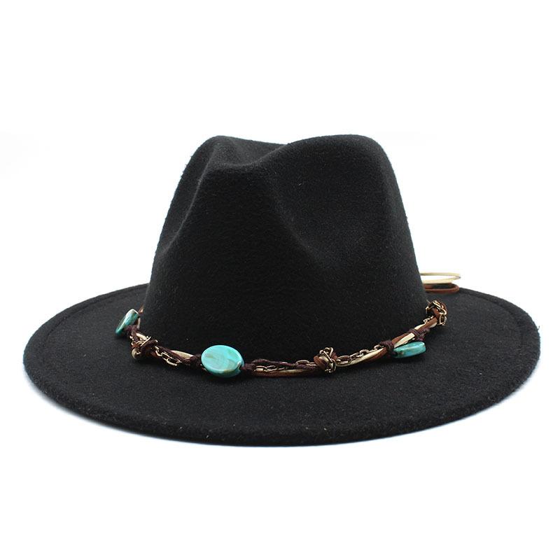 Emerald Western Region Style Top Hat Resin Accessories Jazz Hat Woolen Felt Hat