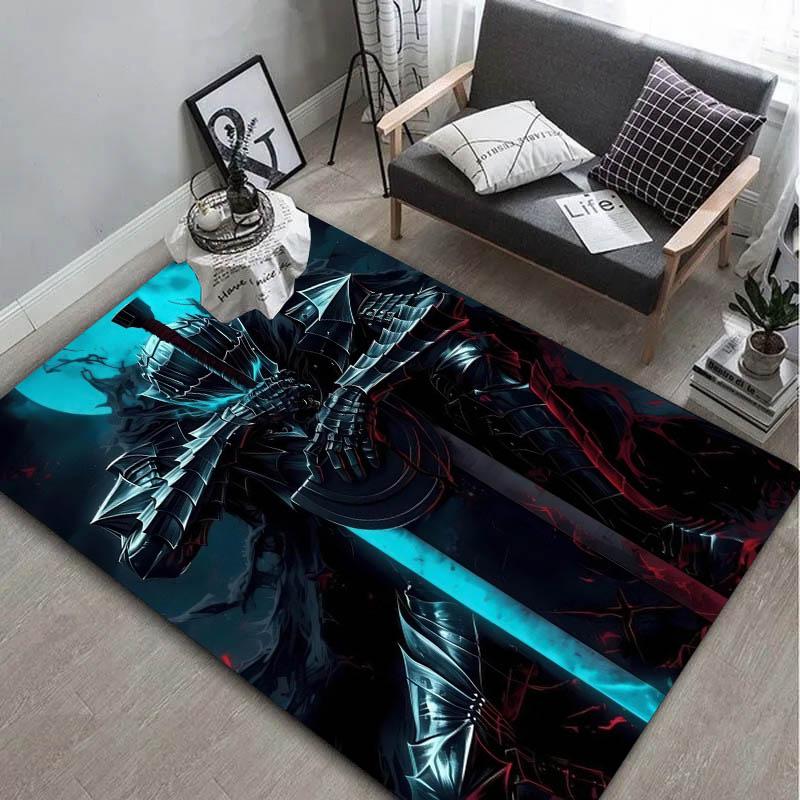 Cool 3D Berserk Guts Rage Anime Carpet Rug Art for Room Decor Sofa Christmas Halloween Gifts Game Area Rug Non-slip Floor Mat