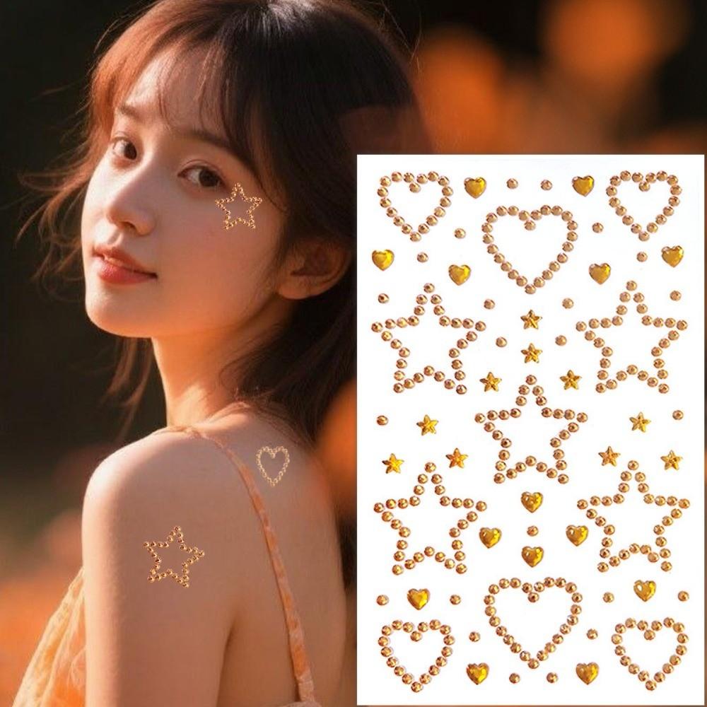 Sparkling Face Temporary Tattoos Rhinestone Face Tattoo Sticker Photocard Sticker Men Women