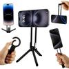 Alloy Magnetic Phone Tripod Foldable Portable Stand Carabiner-Mounted Desk Support with 3 Magnetic Rings for 14 15
