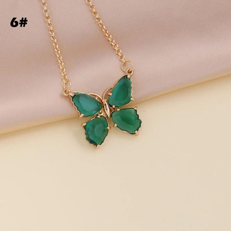 Butterfly Jewelry Multi-Colored Zircon Butterfly Necklace for Women Fashionable Clavicle Chain Pendant Necklace for Women