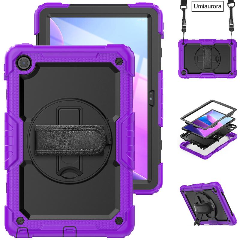 For Lenovo Tab M10 Plus 10.6" TB128FU 3rd Gen 10.1 Inch TB328FU X306F X606F Shockproof Rugged Tablet Case Hand Strap Stand Funda