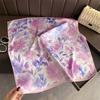 2026 New Floral Print Silk Square Scarfs for Women Decorate Neck Ties Kerchief Lady Summer Beach Hijab Female Neckerchief Wraps