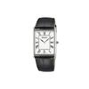 Seiko Men's Square Design Quartz Watch SWR049 with White Dial and Black Leather Band [Used]