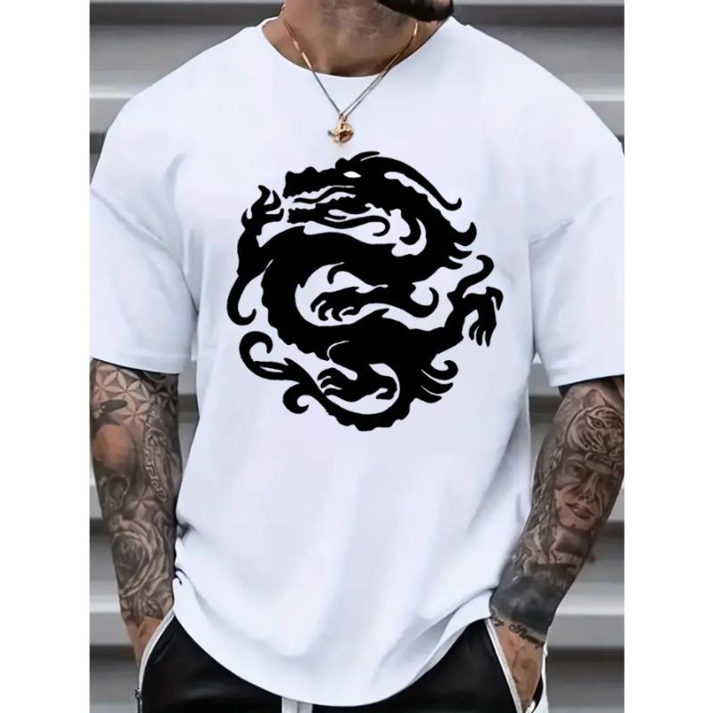 European Sizes Plus Size Men's Casual T-Shirt - Solid Color, Round Neck, Loose Fit