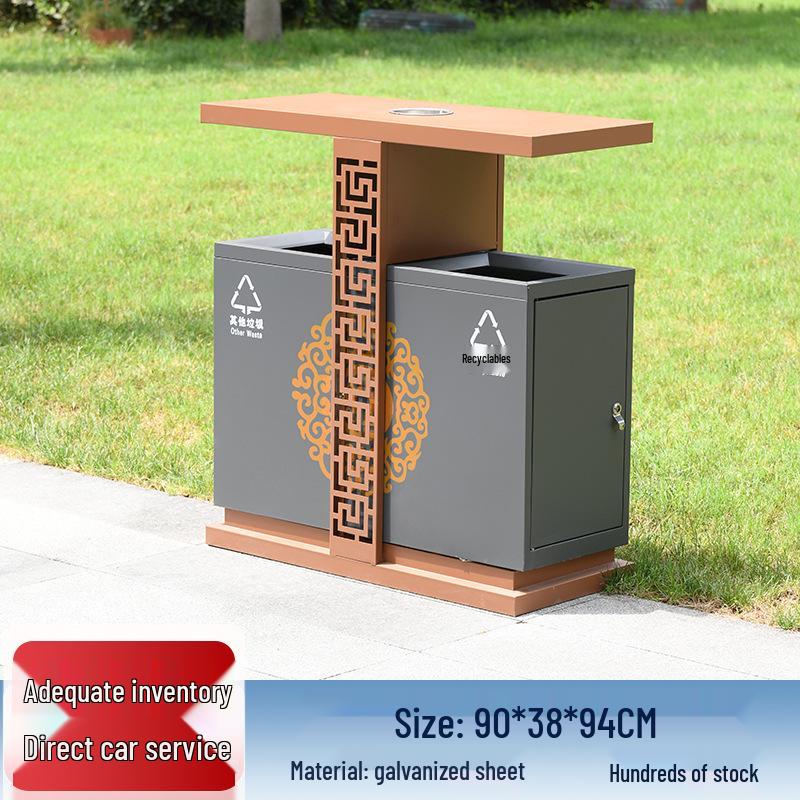 Stainless Steel Outdoor Park & Community Sorting Trash Can