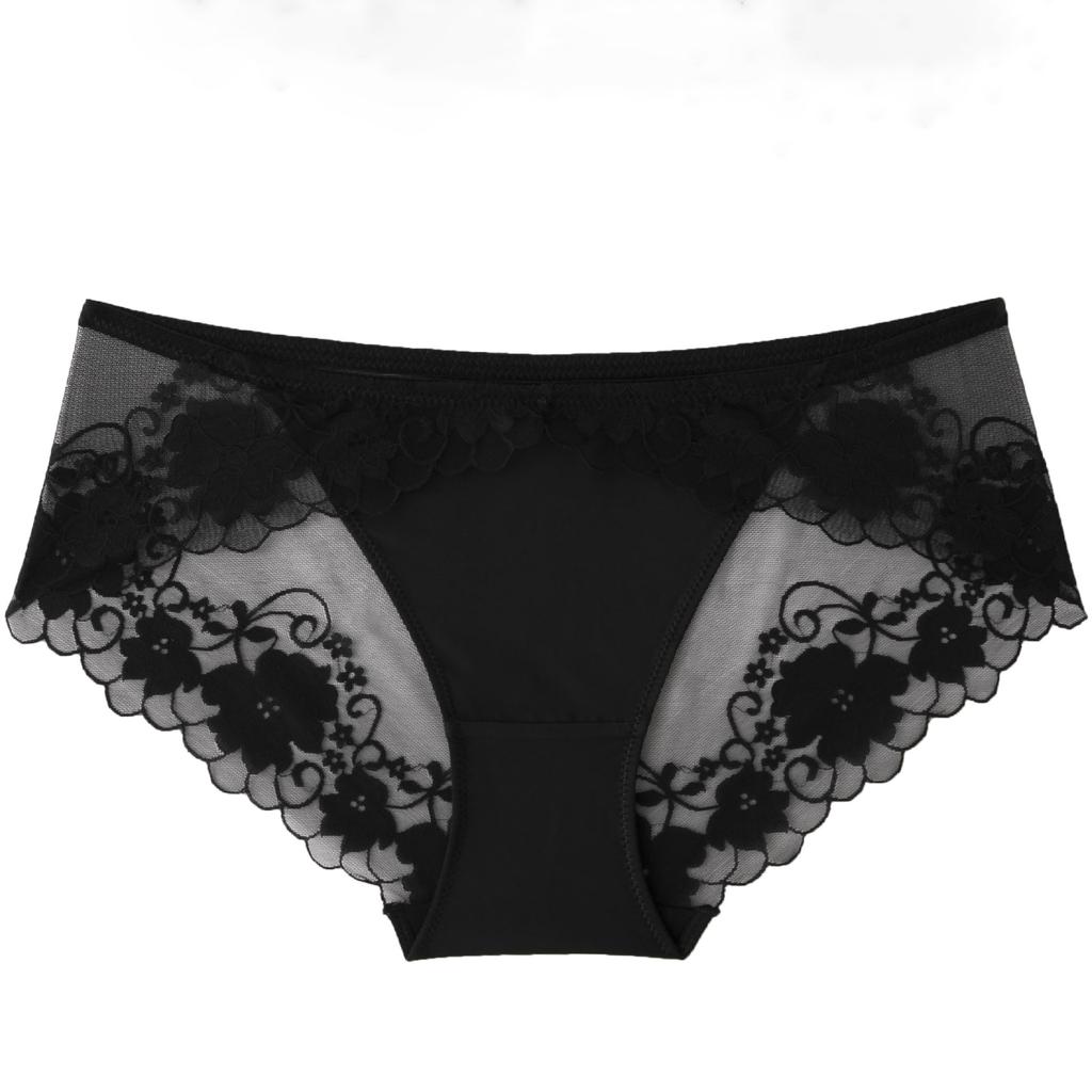 French Style Sexy Low Waist Breathable Hip Lifting Lace Panties With Cotton Crotch