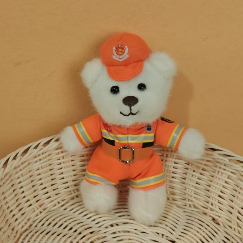 Traffic Police Officer Bear Doll Cute Doll Police Car Keychain Plush Toy Schoolbag Pendant Small Pendant Puppet