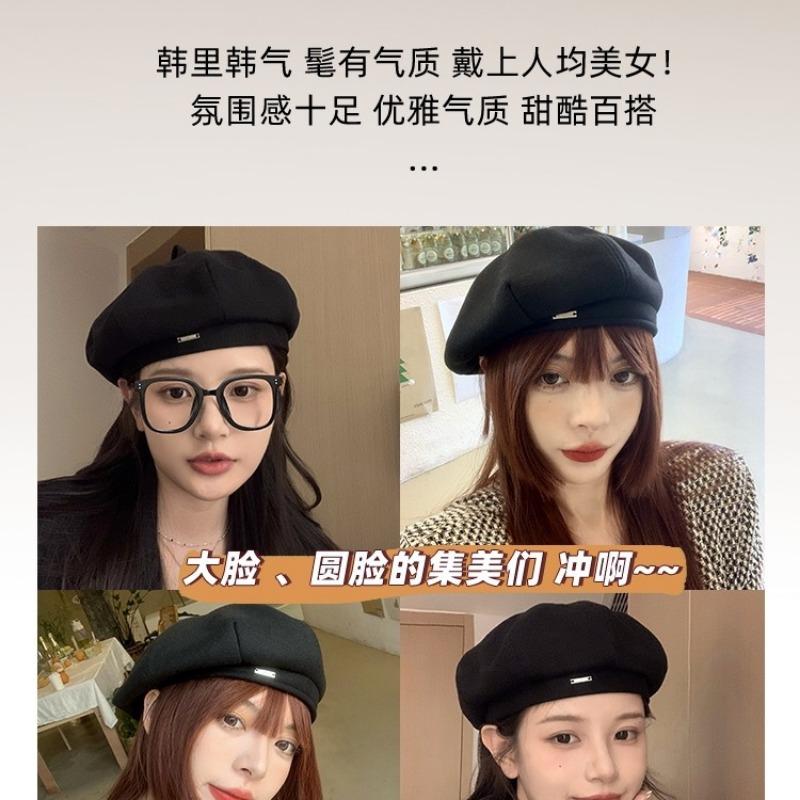 Autumn and winter star anise beret female hat painter hat showing face small spring and autumn pumpkin hat female high sense