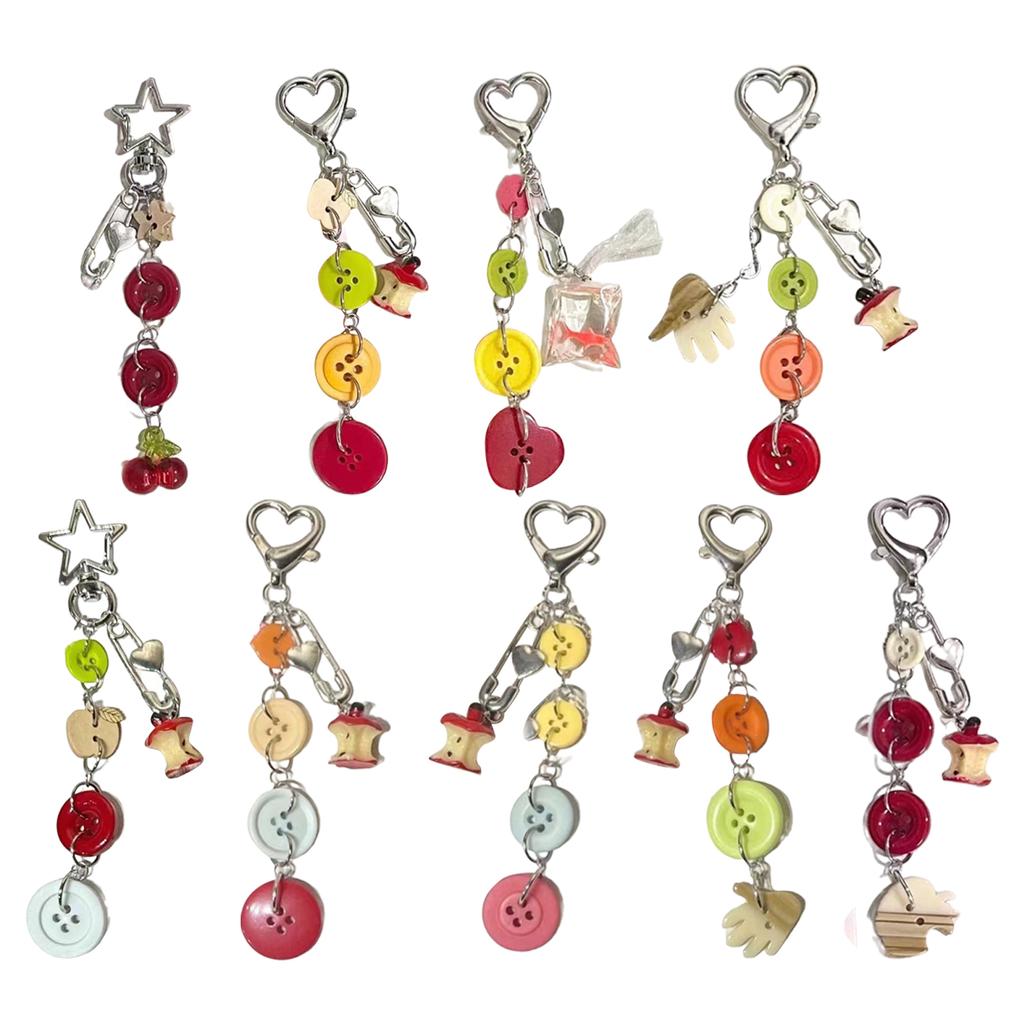 Cute Button Keychain Pendant Phone Chain Ornament Beaded Phone Lanyard Bag Charm for Fashionable Individuals