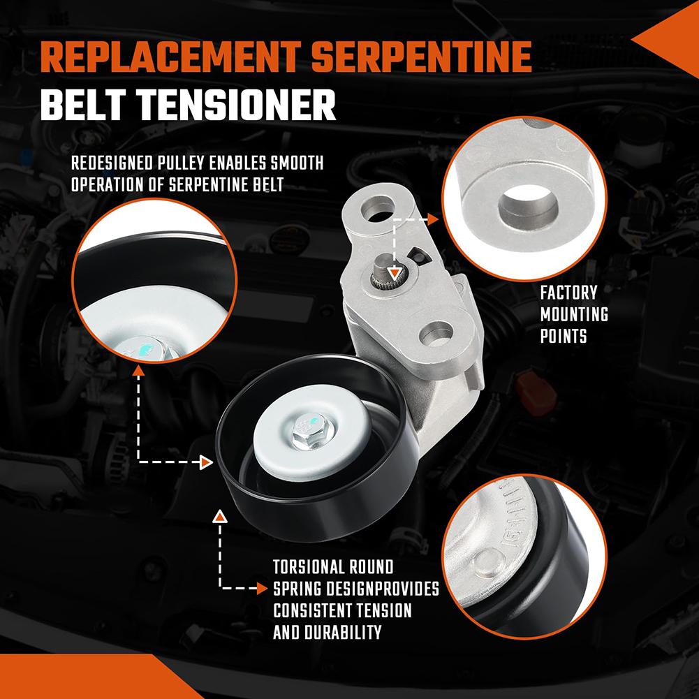 Serpentine Pulley AC Belt Tensioner Wear Resistant Non Deformable Quick Install Easy To Use Quick Install Car Tensioner