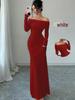 Elegant Women's Off-the-Shoulder Cross Backless Evening Gown