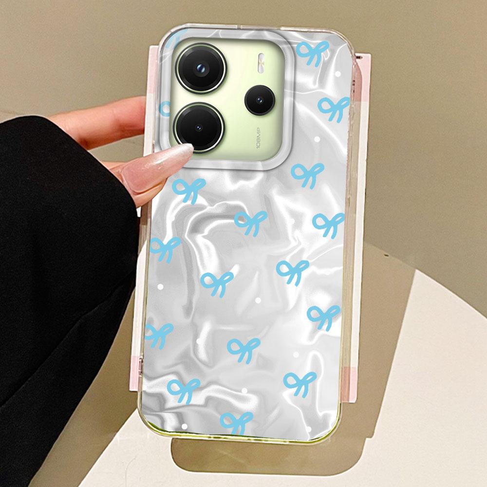 

Circular Dots Black Bow Women Girls Phone Case for Xiaomi Redmi 13C 14C A5 A3 A4 A3X A1 Note 14 13 12 11 11S 10 9 Pro 9C Cover Redmi Note 11 Pro 4G білий