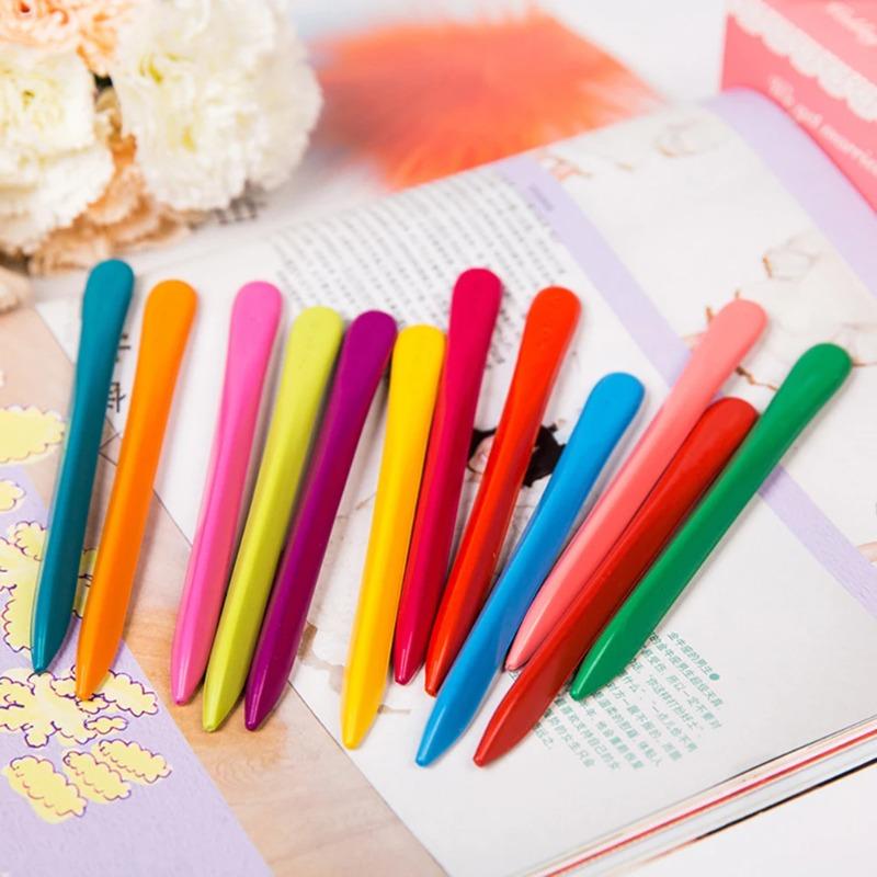 12 Color Children's Crayons Set Collection Sticks Triangle Toddler for Kids Washable