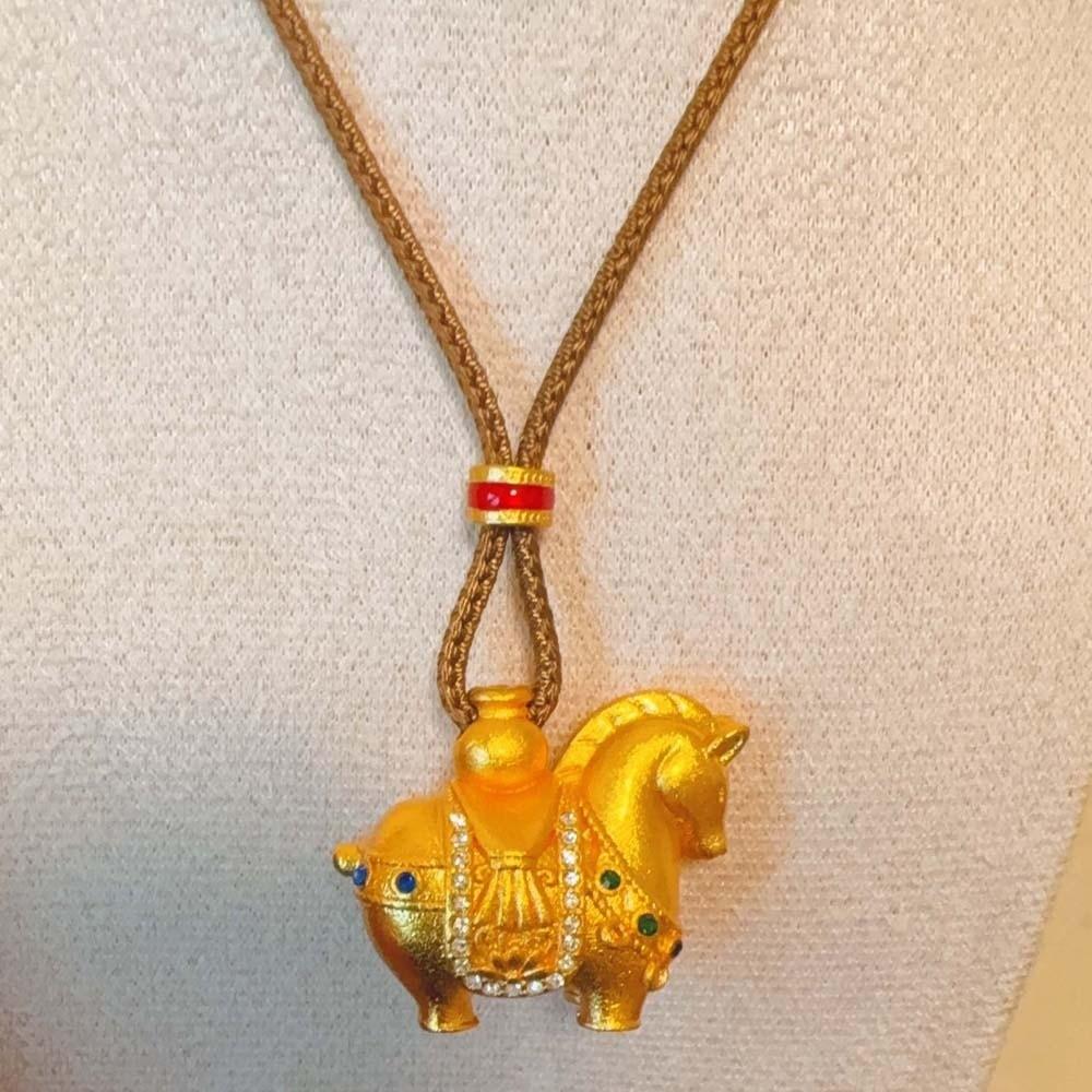 Luxury Zodiac Horse Necklace Orichalum Plating Golden Horse Pendant  New Year Blessing