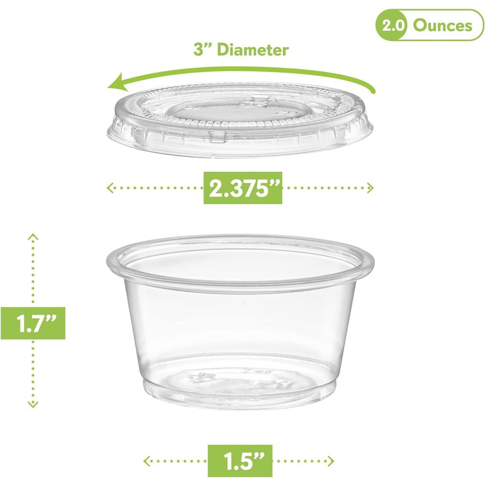 

Clear Disposable Plastic Portion Cups With Lids, Small Mini Containers For Portion Controll, Jello Shots, Meal Prep, Sauce Cups 50pcs