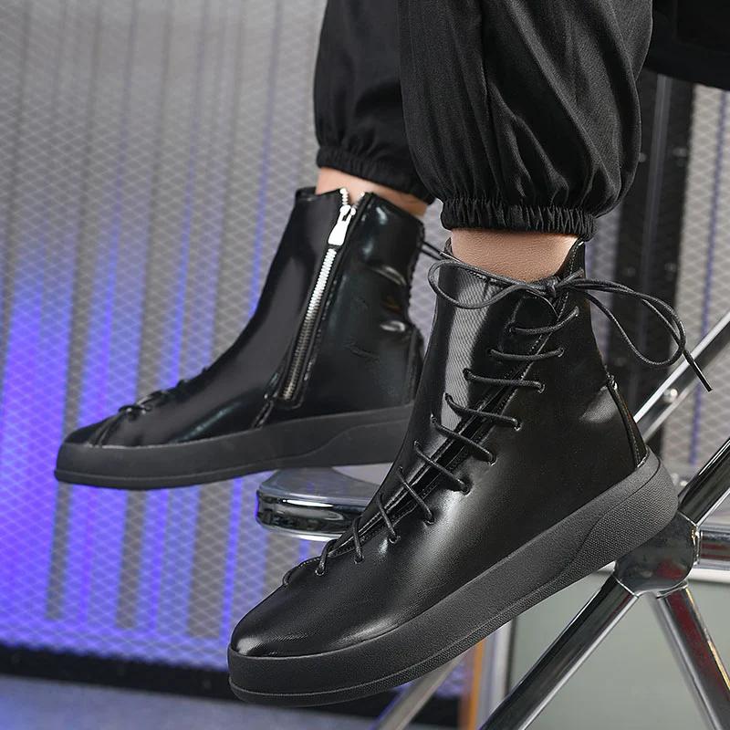 Trendy Red Mens Sneakers Fashion Lace-up Sneakers for Men High Top Casual Shoes Flat Hip Hop Designer Shoes Men Chaussure Hommes