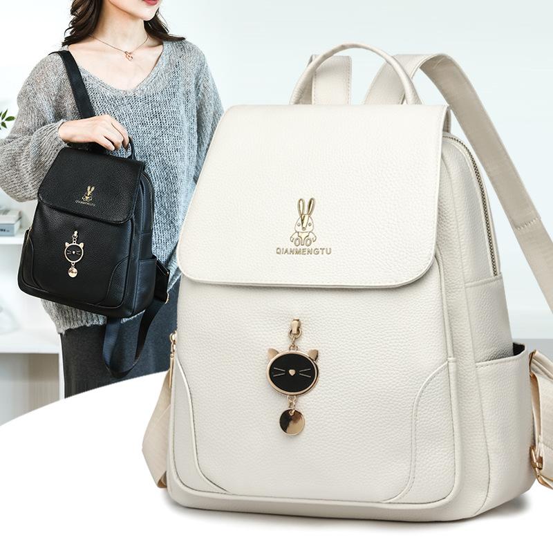 Backpack Women's Bag Large Capacity Soft Leather Backpack Travel Bag