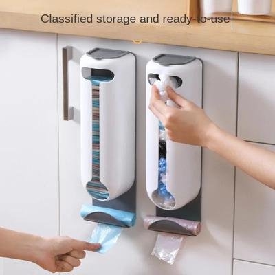 Innovative Wall Mounted Plastic Bag Dispenser Organizer for Kitchen Homeuse No Punching Required Storage Bag Space-saving