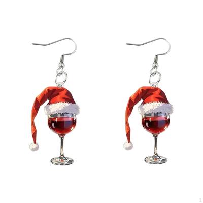 Wine Glass Christmas Earrings Simple Decor Charms for Party Holiday Birthday