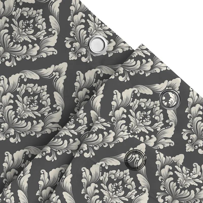 Modern Floral Shower Curtain Setblack And White Damask Print Bath Decor For Home Decoration 3D Waterproof Fabric With Hooks