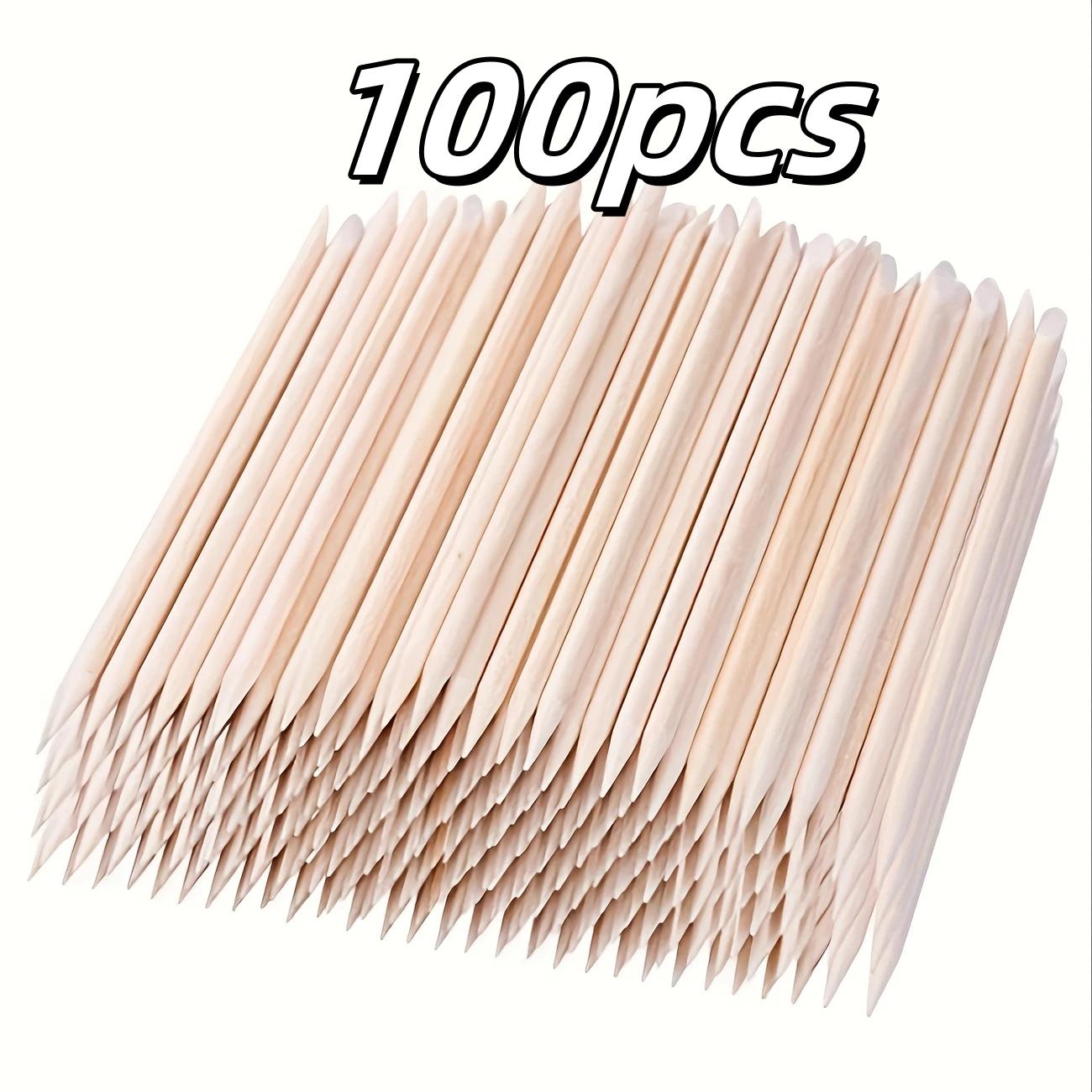 

100pcs Orange Wooden Cuticle Pushers - Non-Toxic Light Beige Nail Sticks - Crack-Resistant Disposable Manicure Pedicure K