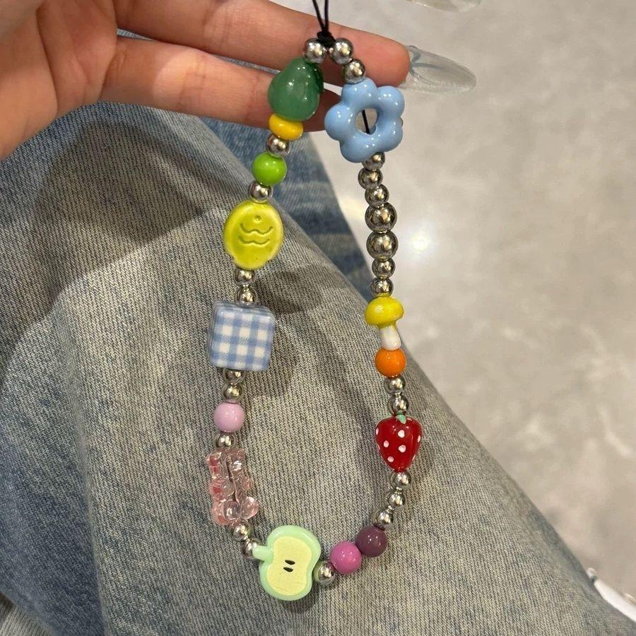 Pvc Craft Diy Beaded Phone Lanyard For Men Women With Blue Fish Design