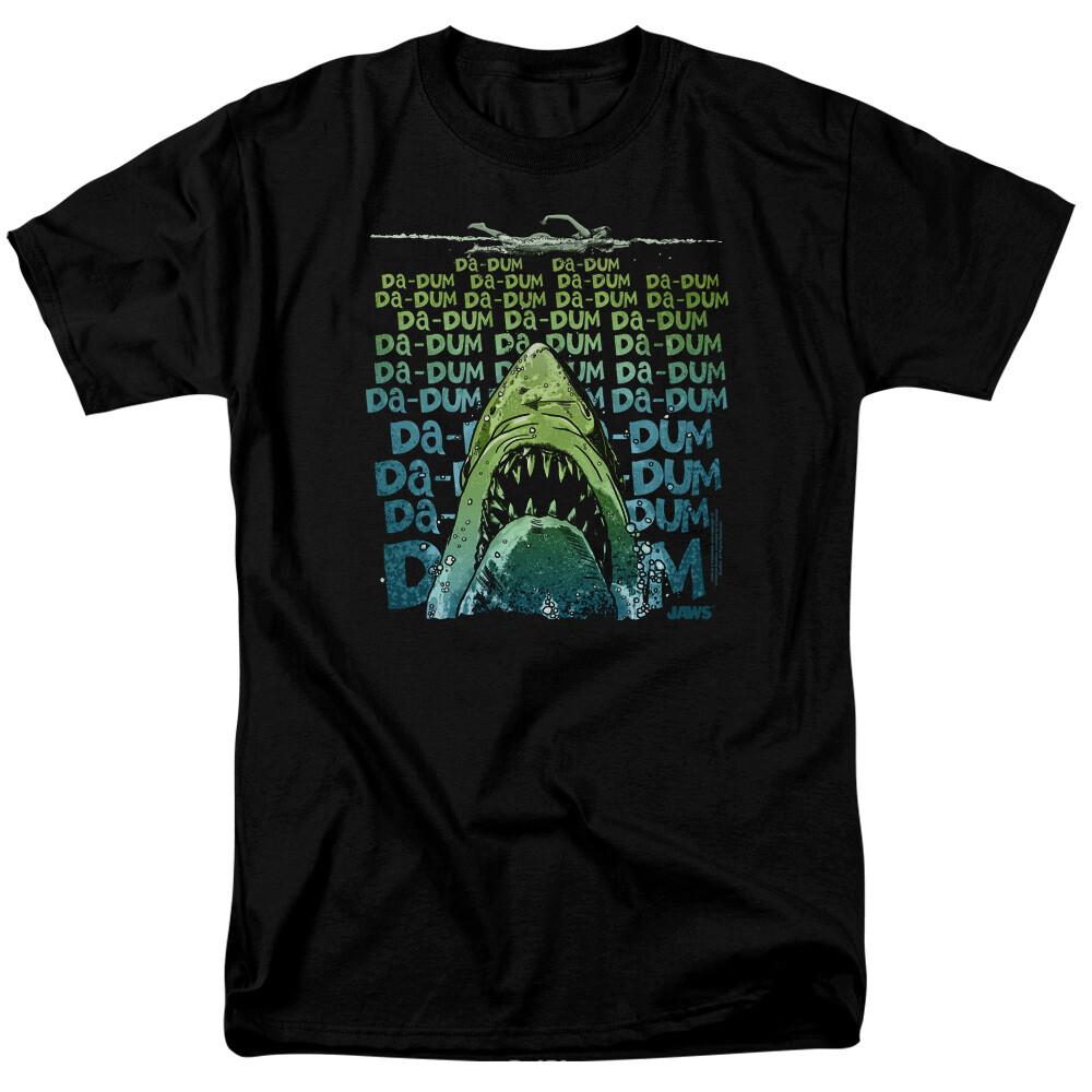 Jaws Da Dum T Shirt Licensed Shark Movie Retro Tee Classic New Black S