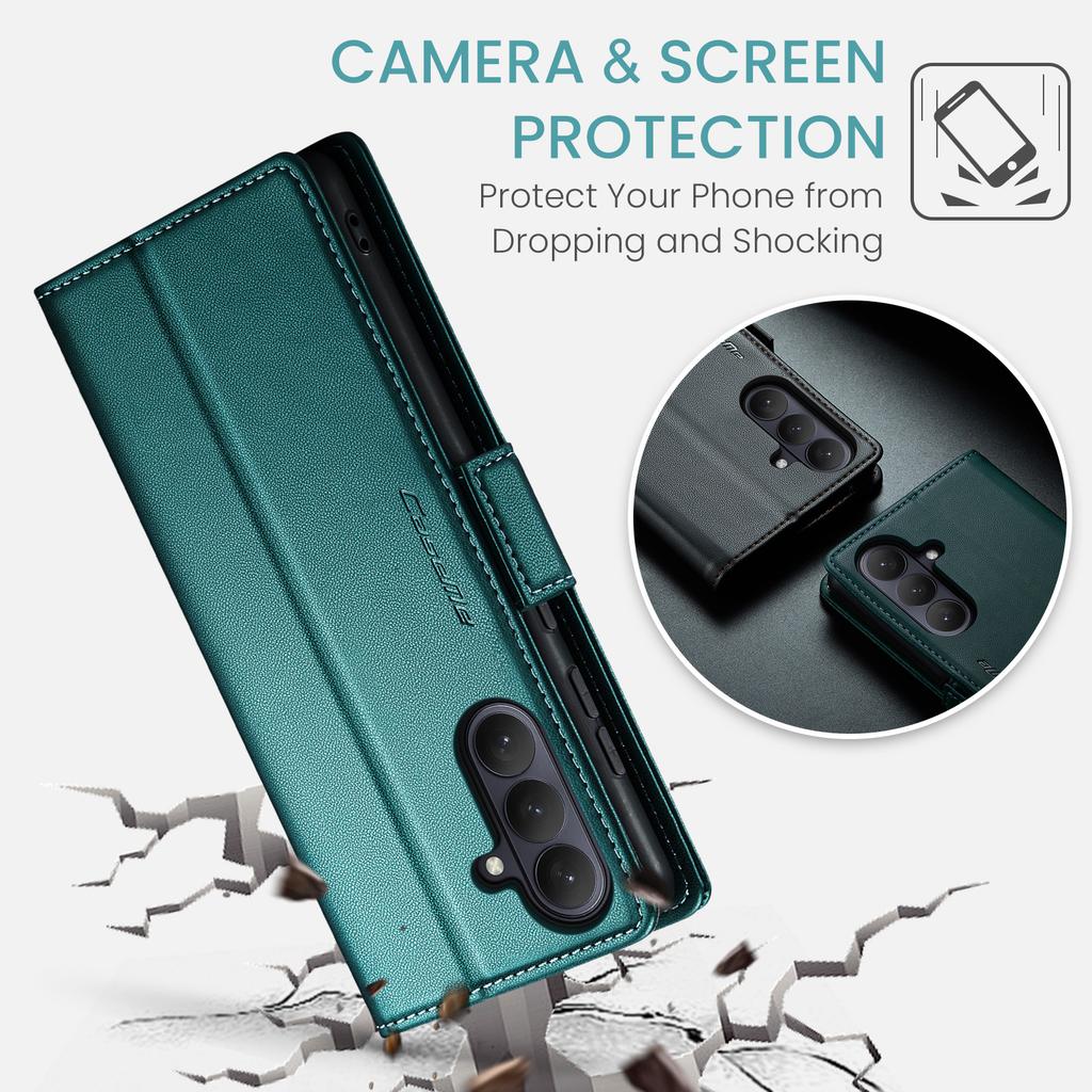 For Samsung Galaxy A37 5G Case CASEME 023 Series RFID Blocking Wallet Stand Glossy Litchi Texture Leather Phone Cover