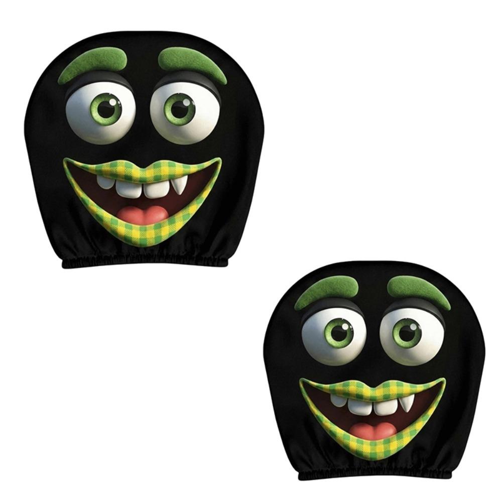 2PCS Cartoon Car Headrest Covers Exaggerated Car Seat Headcover Halloween Christmas Holiday
