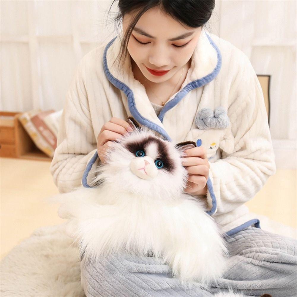 Fluffy Simulated Cat Plush Toys Stuffed Doll Plush Kitty Figures Toy  Car Decor
