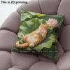 Lotus Orange Cat Print Square Throw Pillow Covers Pattern Cushion Cover Suitable For Sofa Bedroom Car Pillow Cover
