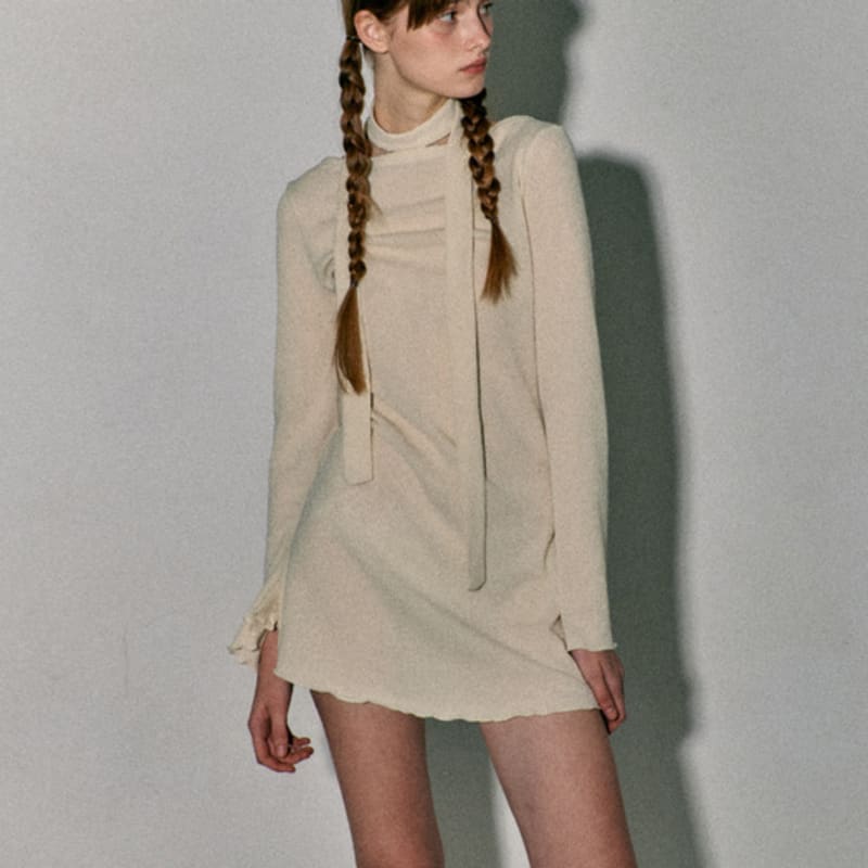 QUAFE KNIT ONEPIECE & MUFFLER SET_IVORY