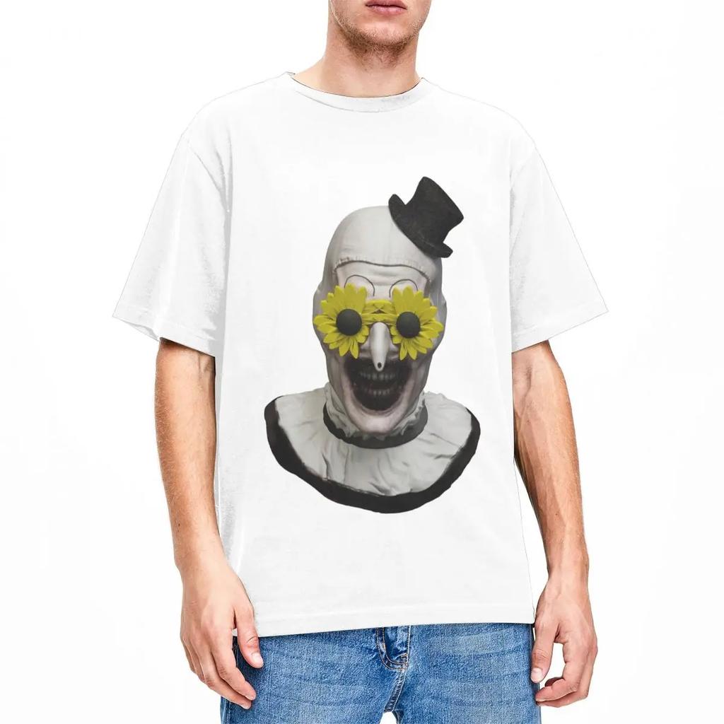 Funny Sunflower Glasses Art The Clown T Shirt Men Women's Terrifier Movie Tee Shirt Graphic Clothing