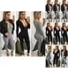 Hochwertiger Damen Reißverschluss Overall Bandage Bodycon Jumpsuit Clubwear Langarm Romper