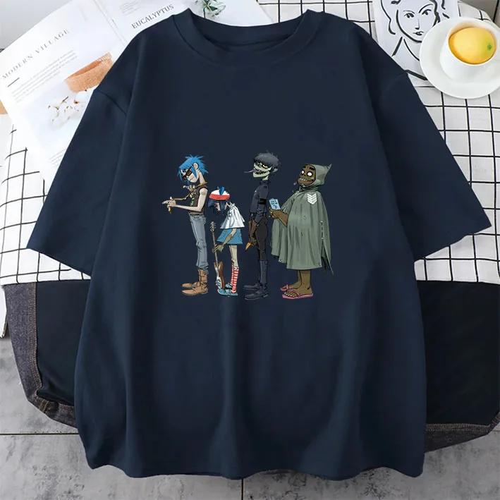 Musikkband Gorillaz PUNK ROCK T-skjorte Herre Kvinner Sommer 90-tallet O-hals Bomulls Kortermede T-skjorter Klær Vintage Y2K Clothing Tee