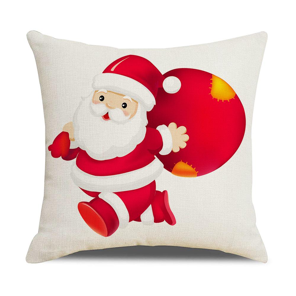 New Red and White Christmas Pillowcase Homewares Cartoon Elk Linen Sofa Pillowcase